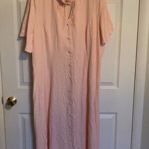 Betsy’s Things Women’s Pink Long Button Front Dress – Size 26W – Made in USA